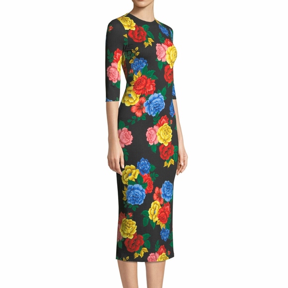NWT $330 Alice + Olivia Delora Fitted Floral Crewneck Dress in size 0!